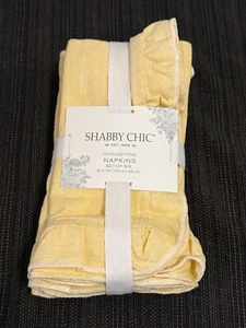 Shabby Chic Yellow Ruffle Napkins (Set of 6) 18"x 18" Brand New 100% Cotton - Picture 1 of 2