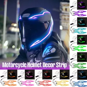 Motorcycle Helmet Decor Strip 4-in-1 LED Cold Light Night Riding Accessories. - Bild 1 von 19