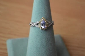 1.24ct Premium Tanzanite / Yellow Sapphire Ring Platinum over Fine Silver Size 7 - Picture 1 of 10