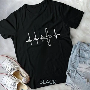 Airplane Pilot Shirt Pilot Heartbeat T-Shirt Flying Gift Tee Unisex T-shirt - Picture 1 of 11
