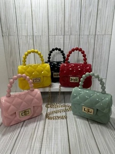 Jelly Purses For Little Girl Cross Body Gold Chain Lot Of 5 Cute Black Red Pink - Picture 1 of 14