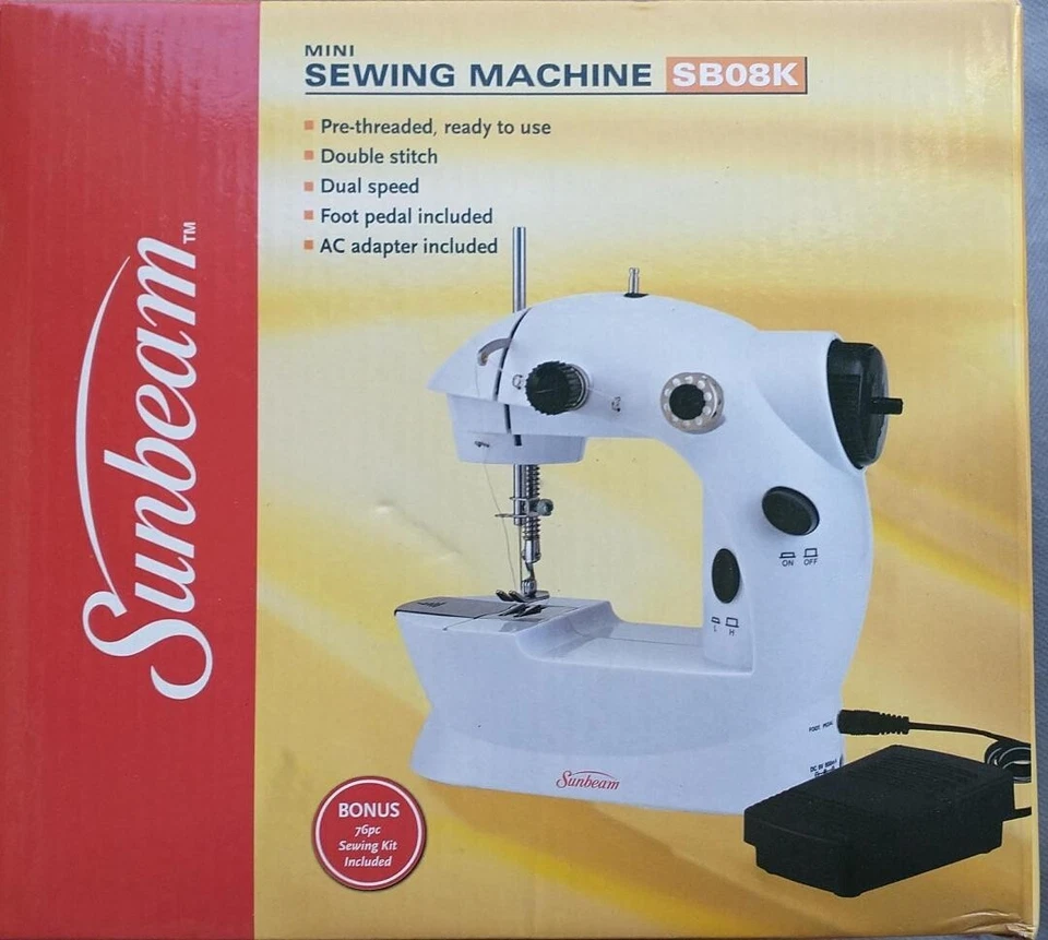 Sunbeam SBO8K Compact Mechanical Sewing Machine Battery Operated / AC Foot Pedal - Image 1 of 2