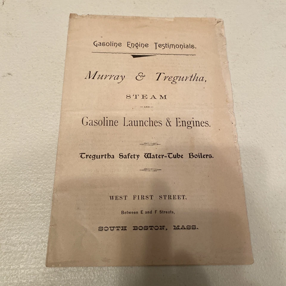 Rare Early 1898 Testimonial Book For Murray & Tregurtha Hit Miss Gasoline Engine - Image 1 of 4