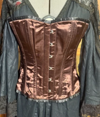 Corsé deshuesado de acero color chocolate resistente cintura entrenamiento talla 26-30 pulgadas Foto 1 de 4