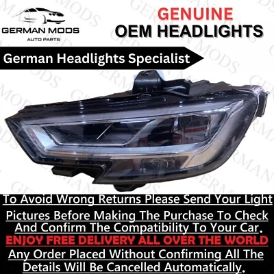 Audi A3 S3 RS3 8V 2016-2020 Full Led Headlight Left/Passenger Side Oem Genuine - Image 1 of 4
