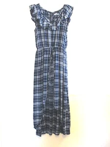 EPIC THREADS Romper Dress Girls Large Blue White Plaid Hi-Low VGC - Picture 1 of 11