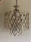 Vintage Ceiling Light, Wire With Flowers, Chandelier Cage
