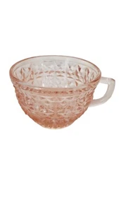 Vintage Pink Depression Glass Mug Diamond Pattern Coffee Tea Delicate Beautiful - Picture 1 of 7