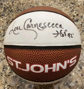 Autographed Lou Carnesecca St. Johns Wilson Mini Basketball with HoF '92 - Picture 1 of 3