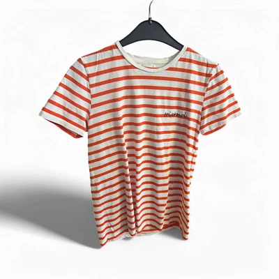 🧡 Cross Jeans T-Shirt M – Streifen & Stickerei "Toi et moi" 🧡 - Bild 1 von 2