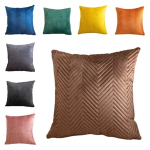 Stripe Velvet Cushion Cover Home Sofa Bedroom Car Office Throw Pillow Case 18'' - Picture 1 of 9