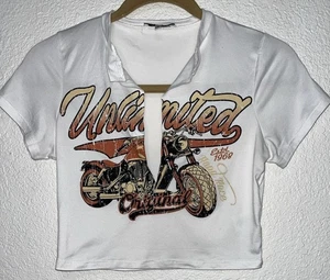 Fashion Nova Graphic Tee Crop Top Women Sz L - Picture 1 of 11