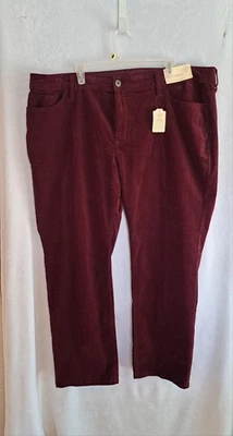 St John's Bay Wide Leg Corduroy Pants Autumn Burgundy 24W Women 5-Pocket Stretch - Image 1 of 4