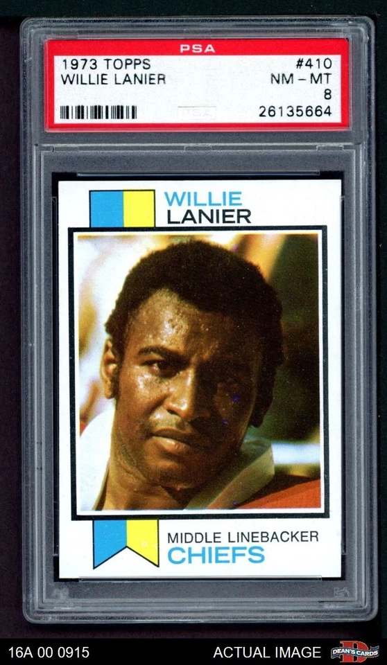1973 Topps #410 Willie Lanier Chiefs HOF Morgan St PSA 8 - NM/MT - Image 1 of 1