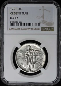 OREGON 1938 Silver Commemorative 50C NGC MS67 - Picture 1 of 4