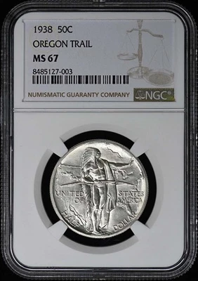 OREGON 1938 Silver Commemorative 50C NGC MS67 - Image 1 of 4