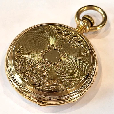 R32 AWESOME HEAVY 18K SOLID GOLD 1899 TISSOT HUNTING CASE POCKET WATCH MINTY! - image 1 of 4