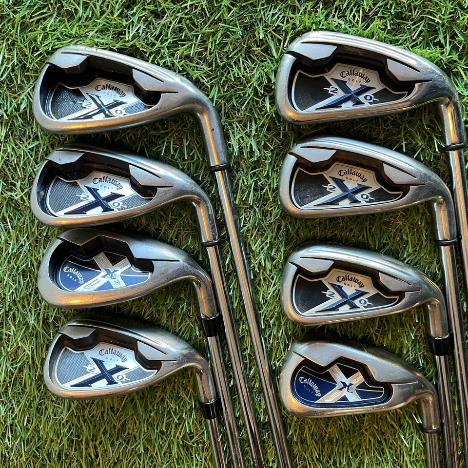 Juego de hierros Callaway X-20 y 18 4-Pw Aw derecha acero uniflex empuñaduras nuevas Foto 1 de 4