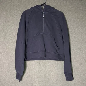 Lululemon Women's Scuba 1/4 Zip Pullover Hoodie Crop Polyester Black Size M/L - Picture 1 of 7
