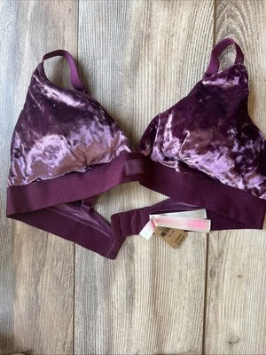 NWT Victoria's Secret PINK Sz XL Velvet Bralette Burgundy Maroon - Image 1 of 4