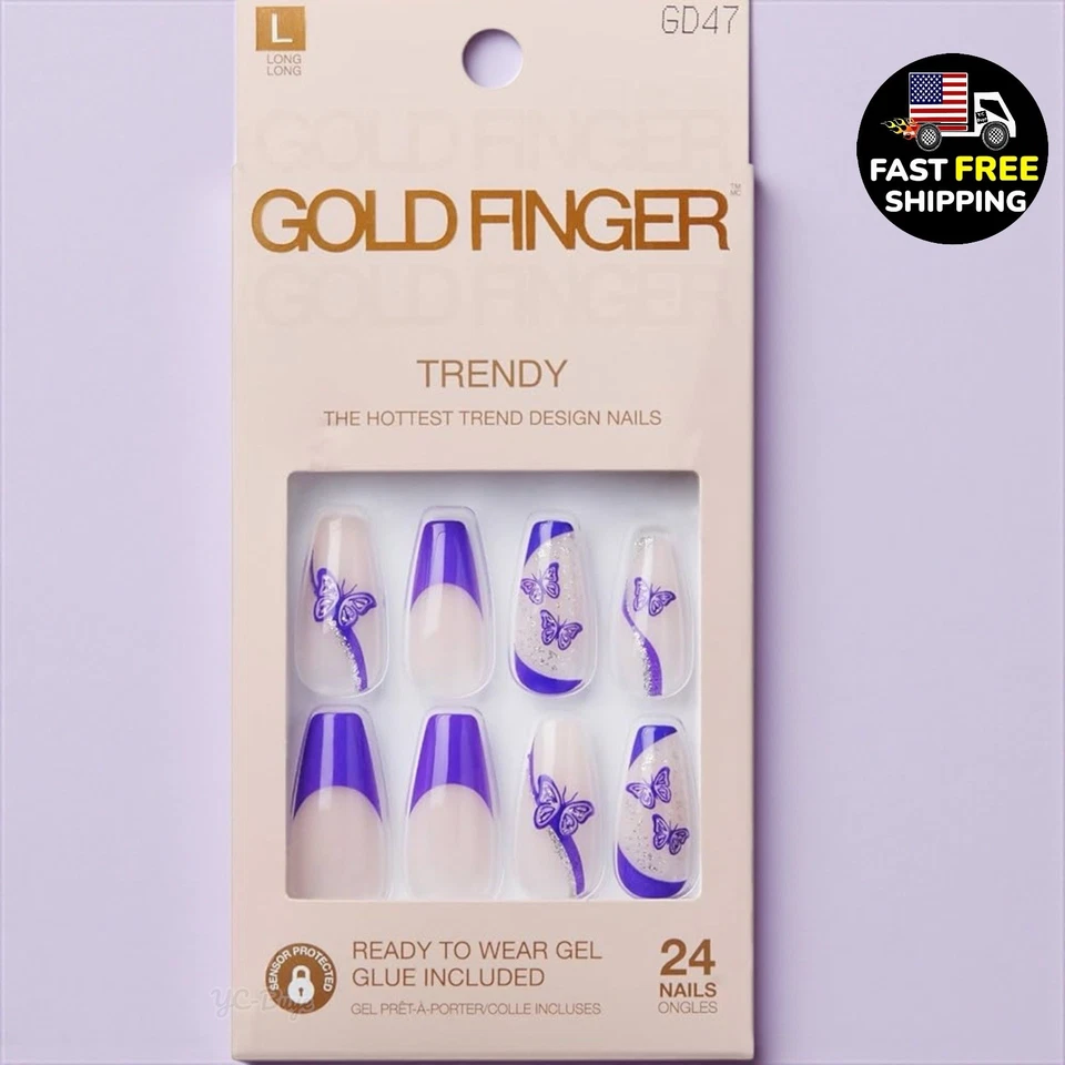 Goldfinger Press On Nails Pre-Designed 24 Nails GD47 With Glue - Image 1 of 1