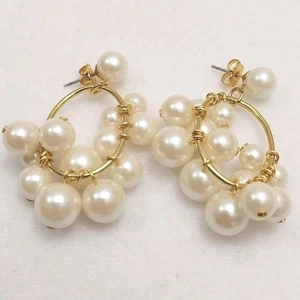 Vintage AVON Ohrringe goldfarben Ohrhänger Kunstperlen #J219 - Bild 1 von 6