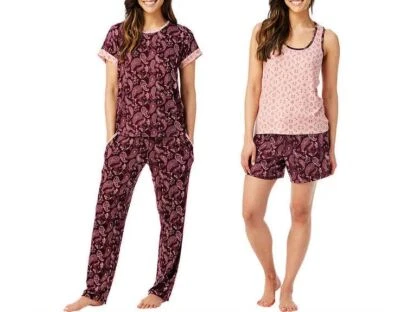 New Ladies' Lucky Brand 4 Piece Pajama Set Red Blue Gray Navy PJ XXL - Image 1 of 4