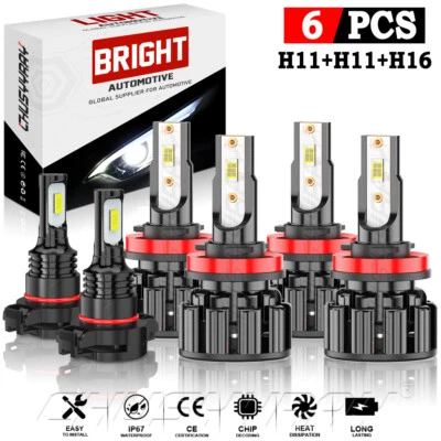 for 2021 Chevrolet Silverado 3500 HD 6X LED Headlight Hi/Lo + Fog Light Bulb Kit - Imagem 1 de 4