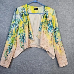 Bebe Y2K Women's Tropical Pattern Open front Light weight Cardigan Blazer Size 2 - Picture 1 of 8