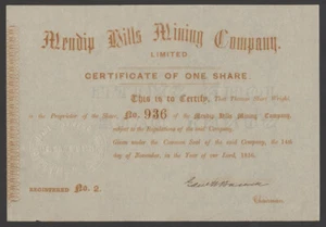 Mendip Hills Mining Company, eine Aktie, 1856, vz - Bild 1 von 1