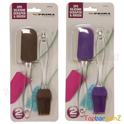 Silicone Pastry Oil Brush Spatula Set Baking Basting BBQ Glazing Clear Handle - Image 1 of 4