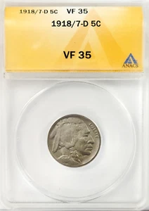 1918/7-D Buffalo Nickel ANACS VF35 - Picture 1 of 2