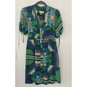 Anthropologie MOULINETTE SOEUR Silk Rainforest Morning Shirtdress Green Size 4 - Picture 1 of 6