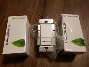 2x TOPGREENER Single Pole 3 Way LED 120VAC Decorator Dimmer Switch TGDMDS-120 - Picture 1 of 2