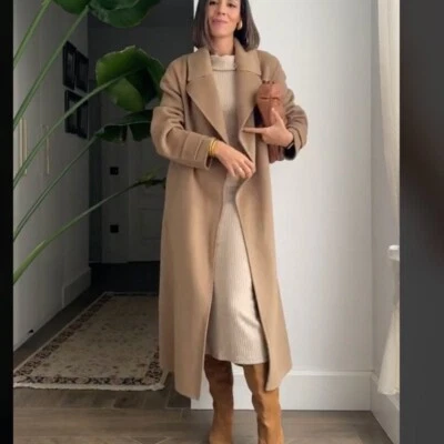 ZARA $299 DOUBLE FACED FLOWY WOOL BLEND COAT DARK CAMEL TAN XS M L 7522/264 NWT - Image 1 of 4