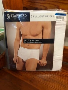 NEW Stafford Essentials 5-Pack Full-Cut White Brief Underwear - Picture 1 of 2