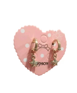 Pendientes estrella aro C vintage postes chapados en oro amarillo - Imagen 1 de 6