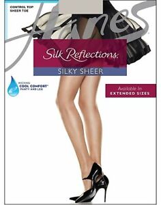 Hanes Pantyhose Silk Reflections Sheer Toe Control Top Cool Comfort style 717