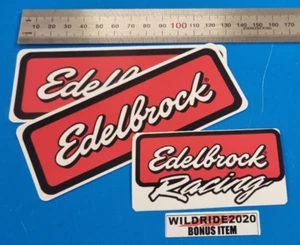 2 EDELBROCK STICKERS DECALS FOR BEER FRIDGE TOOLBOX MANCAVE + BONUS FREE DECAL - Picture 1 of 1