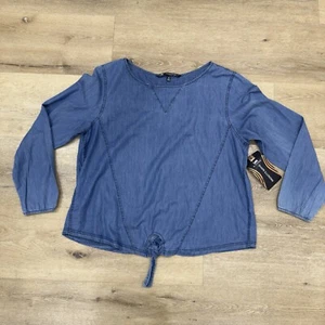 Camicia Lee Riders Shape Illusions donna XL denim blu vita annodata manica lunga - Foto 1 di 10
