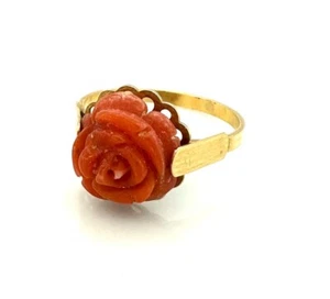 MAGNIFIQUE BAGUE OR 18 CARATS - Rose en Corail - 3,12 g - Imagen 1 de 4