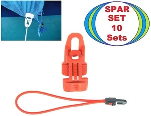 10 Planen Markisen Zelt MIDI Clip rot + Spann Gummi 18 cm Haken Klammer Expander - Bild 1 von 17