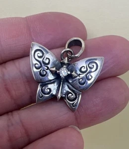 Natural Solid 925 Sterling Silver Handmade Butterfly Pendant - Picture 1 of 5