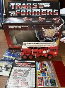 Vintage 1985 INFERNO AutoBot W/Box Hasbro G1 Transformers Unused Decal Sheet - Picture 1 of 17