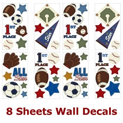 NoJo The Big Game 2 Pkgs Removable Wall Decal Stickers Sports Baseball Football - Image 1 of 4