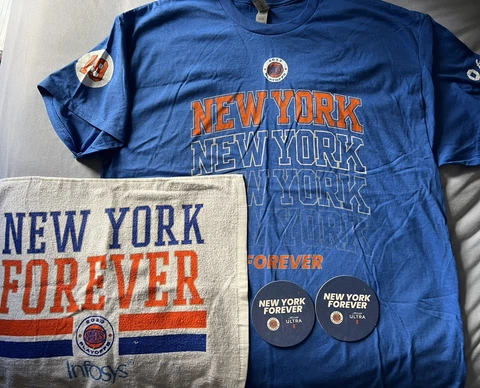 NY KNICKS 4 PC SET 2023 PLAYOFFS SHIRT SGA RALLY TOWEL 2 COASTERS NBA BASKETBALL Cover
