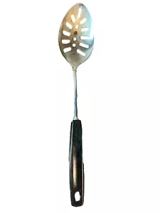 Foley Utensil Chrome Slotted Spoon Serving Strainer Black Handle USA - Picture 1 of 14