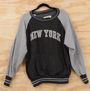 New York Popular Embroidered Fleece Varsity Raglan Sweatshirt Size Medium - Picture 1 of 13