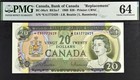 Canada $20 Bc-50aA 1969 Replacement Pmg 64 Uncirculated Banknote