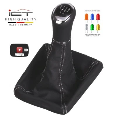 ICT pomello cambio pelle per Opel Signum illuminato cucitura argento B47 - Immagine 1 di 4